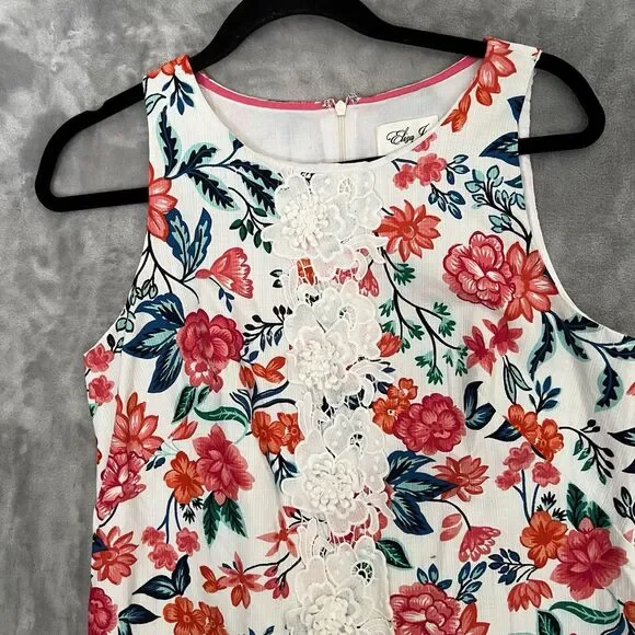 Eliza J women Sleeveless Dress Floral Shift Size 8 Knee Length - Picture 2 of 12